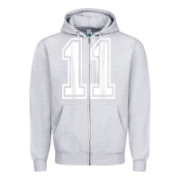 Heather Grey number 11 shirt sports player number back of shirt Zipper Hoodie - ArtChic