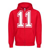 Red number 11 shirt sports player number back of shirt Zipper Hoodie - ArtChic