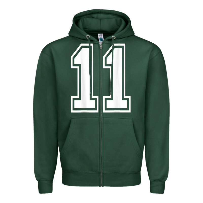 Number 11 Shirt Sports Player Number Back Of Shirt Zipper Hoodie by ArtChic | Teevron