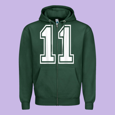 Number 11 Shirt Sports Player Number Back Of Shirt Zipper Hoodie Designed By Artchic