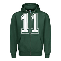 Sports Green number 11 shirt sports player number back of shirt Zipper Hoodie - ArtChic
