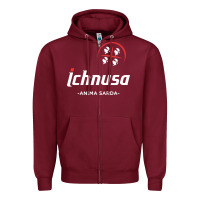 Burgundy ichnusa Zipper Hoodie - ArtChic