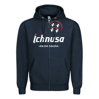 Navy ichnusa Zipper Hoodie - ArtChic