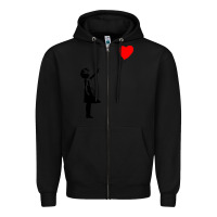 Black banksy girl with balloon Zipper Hoodie - ArtChic