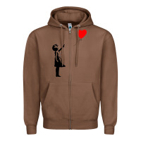 Chestnut banksy girl with balloon Zipper Hoodie - ArtChic