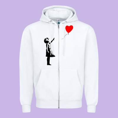 Banksy Girl With Balloon Zipper Hoodie Designed By Artchic