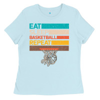 Baby Blue Eat Sleep Basketball Repeat Ladies Tee - Bettercallsaul