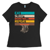 Black Eat Sleep Basketball Repeat Ladies Tee - Bettercallsaul