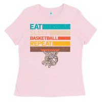 Bubblegum Pink Eat Sleep Basketball Repeat Ladies Tee - Bettercallsaul