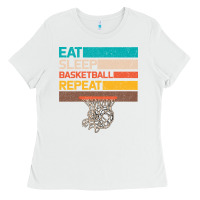 White Eat Sleep Basketball Repeat Ladies Tee - Bettercallsaul