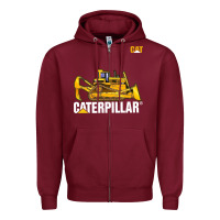 Burgundy bulldozercat 1 Zipper Hoodie - ArtChic