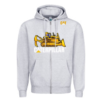 Heather Grey bulldozercat 1 Zipper Hoodie - ArtChic