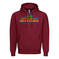 Burgundy MOTOWN Zipper Hoodie - ArtChic