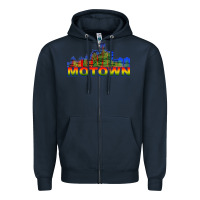 Navy MOTOWN Zipper Hoodie - ArtChic