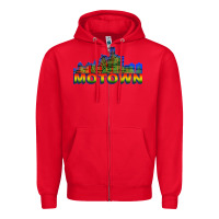 Red MOTOWN Zipper Hoodie - ArtChic