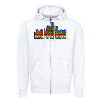 White MOTOWN Zipper Hoodie - ArtChic