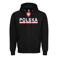 Black Sporty Polska Flag And Emblem Polish Coat Of Arms Pullover Hoodie Zipper Hoodie - ArtChic