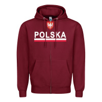 Burgundy Sporty Polska Flag And Emblem Polish Coat Of Arms Pullover Hoodie Zipper Hoodie - ArtChic