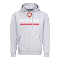 Heather Grey Sporty Polska Flag And Emblem Polish Coat Of Arms Pullover Hoodie Zipper Hoodie - ArtChic