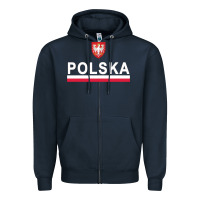 Navy Sporty Polska Flag And Emblem Polish Coat Of Arms Pullover Hoodie Zipper Hoodie - ArtChic