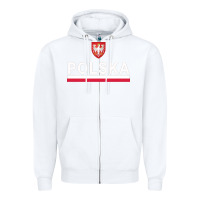 White Sporty Polska Flag And Emblem Polish Coat Of Arms Pullover Hoodie Zipper Hoodie - ArtChic
