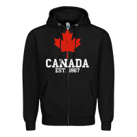 Black vintage canada est.1867 maple leaf canadian flag r Zipper Hoodie - ArtChic