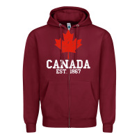 Burgundy vintage canada est.1867 maple leaf canadian flag r Zipper Hoodie - ArtChic