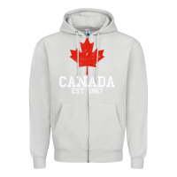 Dove Grey vintage canada est.1867 maple leaf canadian flag r Zipper Hoodie - ArtChic
