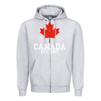 Heather Grey vintage canada est.1867 maple leaf canadian flag r Zipper Hoodie - ArtChic