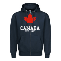 Navy vintage canada est.1867 maple leaf canadian flag r Zipper Hoodie - ArtChic