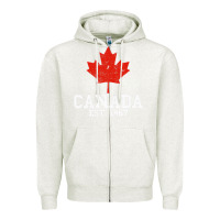 Oatmeal Heather vintage canada est.1867 maple leaf canadian flag r Zipper Hoodie - ArtChic