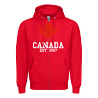 Red vintage canada est.1867 maple leaf canadian flag r Zipper Hoodie - ArtChic