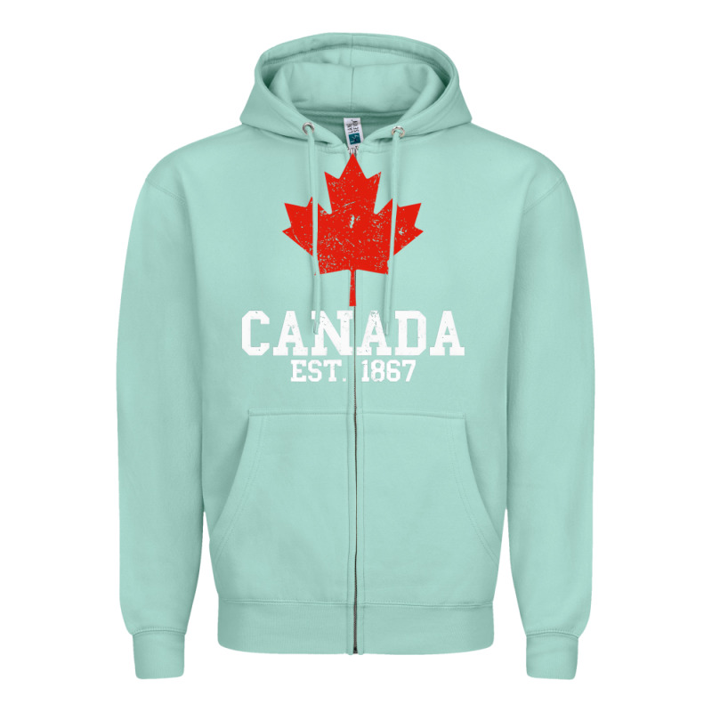 Vintage Canada Est.1867 Maple Leaf Canadian Flag R Zipper Hoodie by ArtChic | Teevron