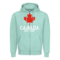 Seafoam vintage canada est.1867 maple leaf canadian flag r Zipper Hoodie - ArtChic