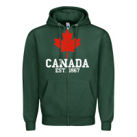 Sports Green vintage canada est.1867 maple leaf canadian flag r Zipper Hoodie - ArtChic