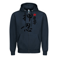 Navy Karate Kyokushin Osu Kanji Zipper Hoodie - ArtChic