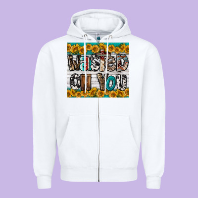 Western Wasted On You Zipper Hoodie Designed By Lillyallendesigns