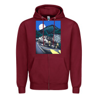 Burgundy initial d poster hipster Zipper Hoodie - ArtChic