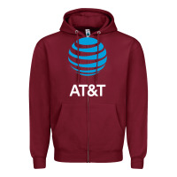 Burgundy At&t Zipper Hoodie - ArtChic