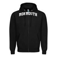 Black Monmouth Arch Retro University Style Zipper Hoodie - ArtChic
