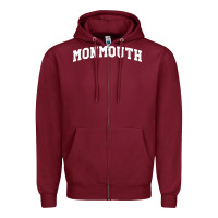 Burgundy Monmouth Arch Retro University Style Zipper Hoodie - ArtChic