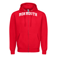 Red Monmouth Arch Retro University Style Zipper Hoodie - ArtChic