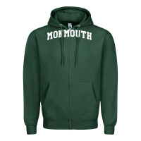 Sports Green Monmouth Arch Retro University Style Zipper Hoodie - ArtChic