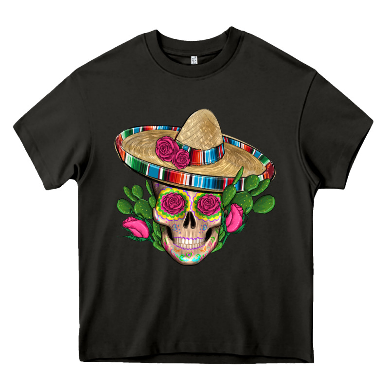 Mexican Skull Sombrero Roses Cactus Serape Heavy Core Tee by Artiststas | Teevron