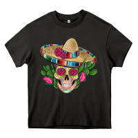 Asphalt mexican skull sombrero roses cactus serape Heavy Core Tee - Artiststas
