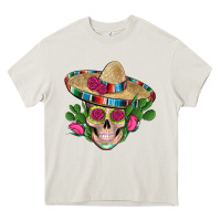 Cream mexican skull sombrero roses cactus serape Heavy Core Tee - Artiststas