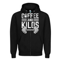 Black Coffee And Kilos Weightlifting Gift Zipper Hoodie - ArtChic