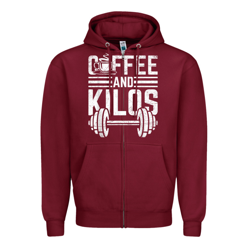 Coffee And Kilos Weightlifting Gift Zipper Hoodie by ArtChic | Teevron