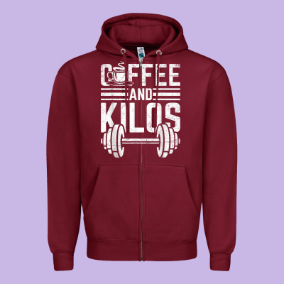 Coffee And Kilos Weightlifting Gift Zipper Hoodie Designed By Artchic