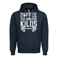 Navy Coffee And Kilos Weightlifting Gift Zipper Hoodie - ArtChic